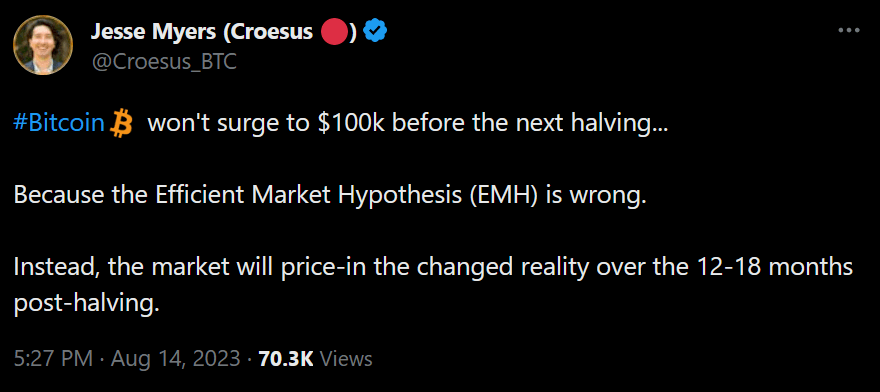 Jesse Myers bitcoin 2024 price prediction