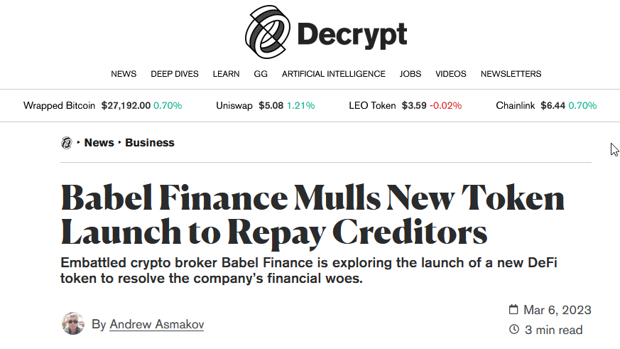 Babel Finance Bankruptcy