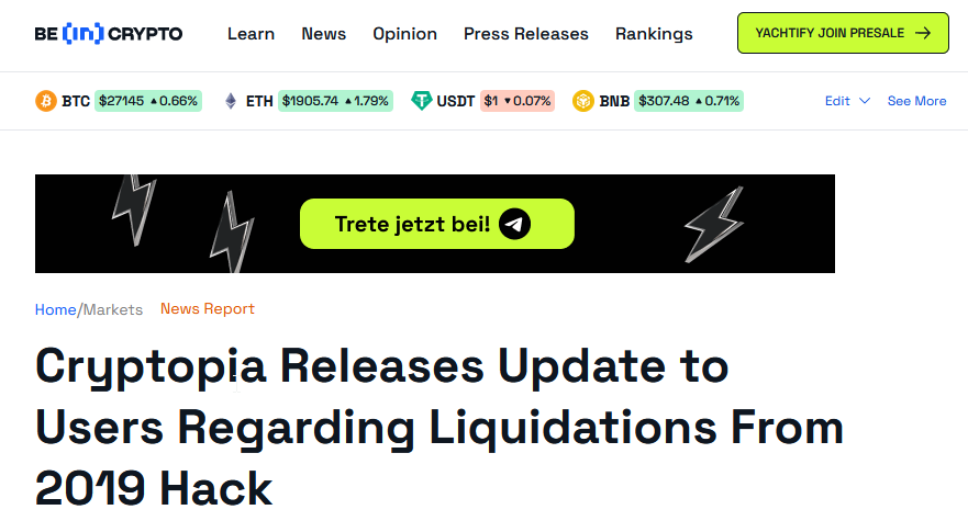 Cryptopia Bankruptcy